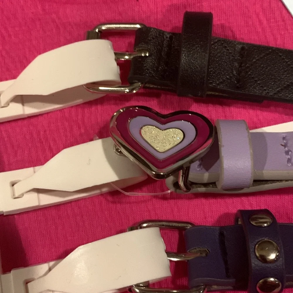 Cat & Jack Pink Shirt and 3 Belts NEW Size Large 10-12 Black Blue & Purple Belts